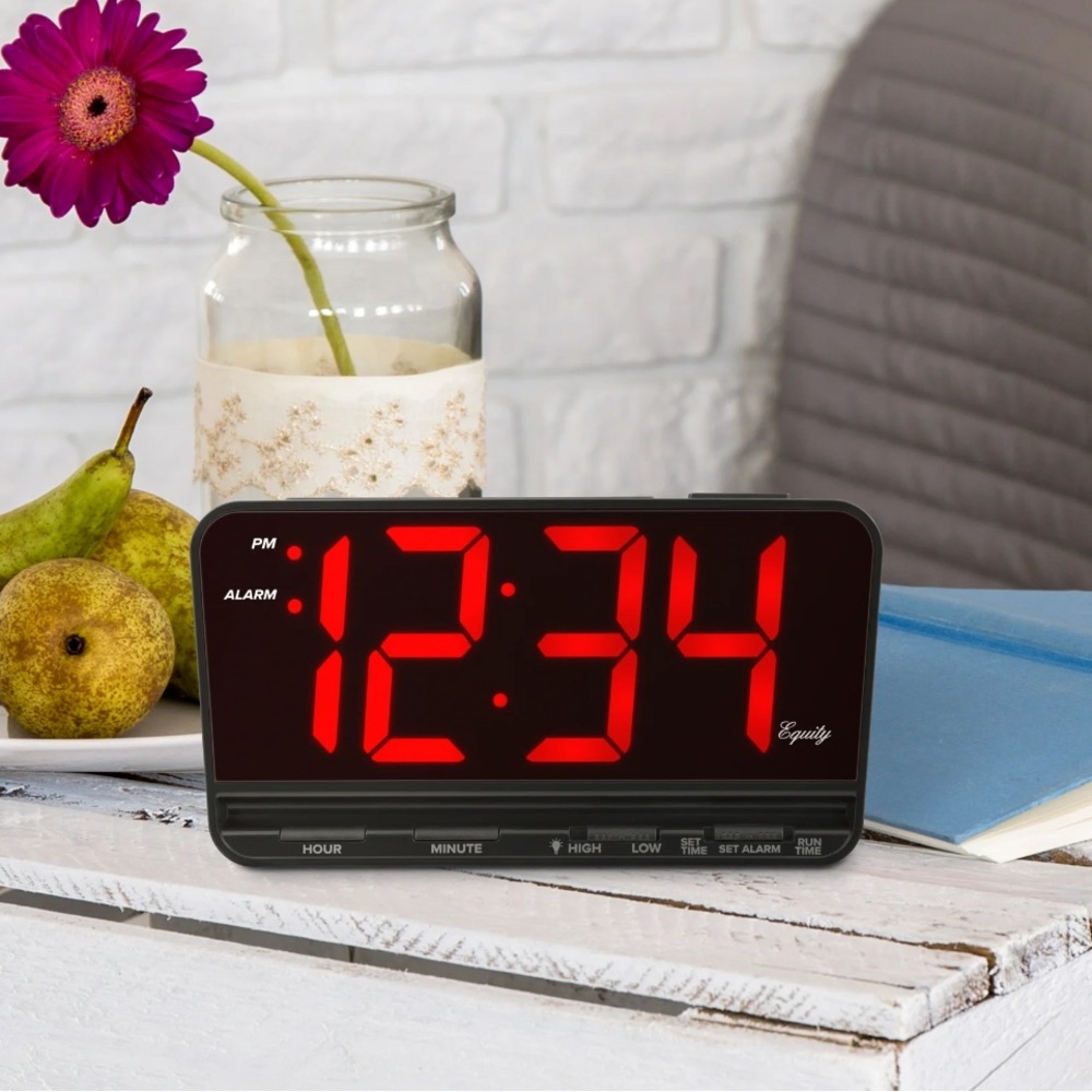 Equity Extra Large 3inch Red LED Electric Alarm Clock High / Low Settings